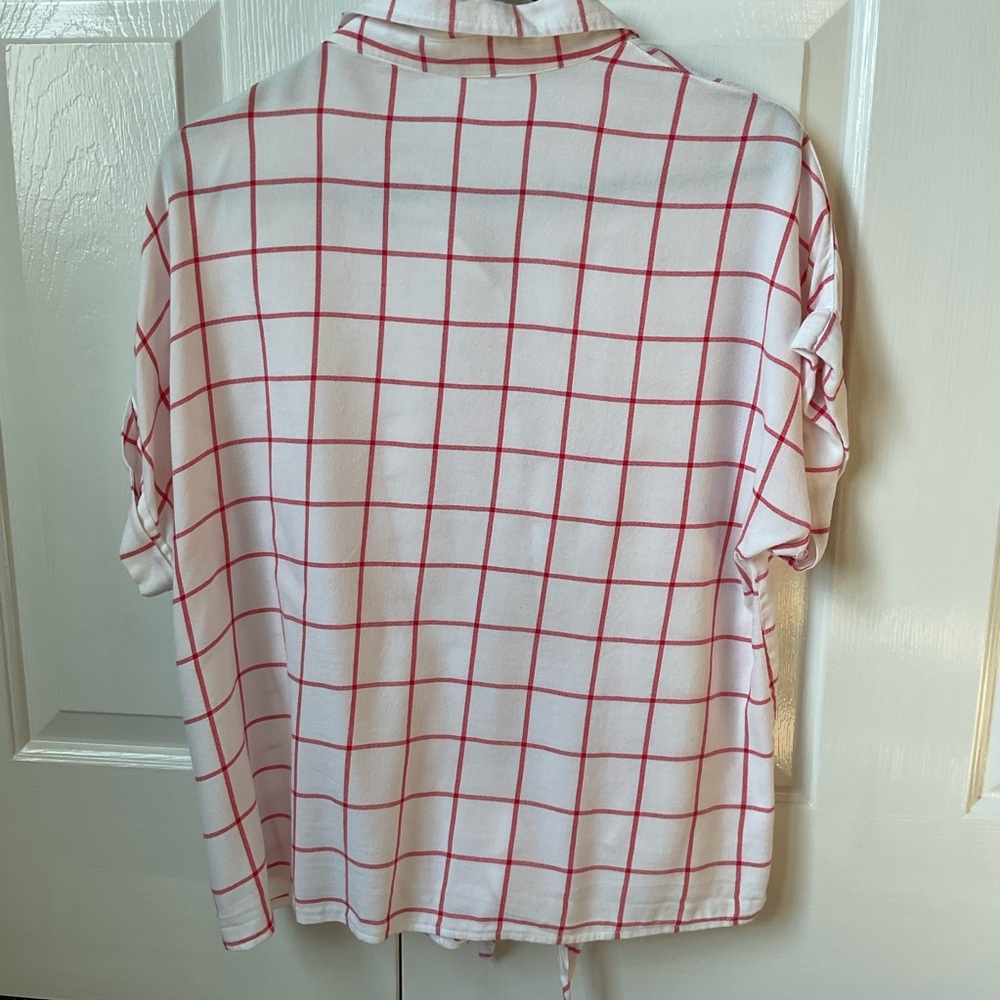 Women's Red and White Checkered Top - Picture 2 of 5